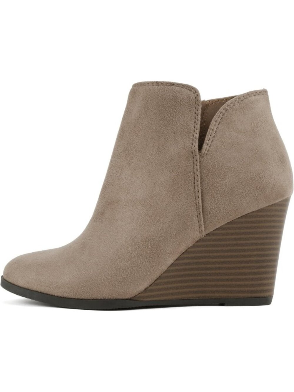 Chic Mid Ankle Booties with Split Shaft, Zipper & Stacked Wedge Heel - Stylish